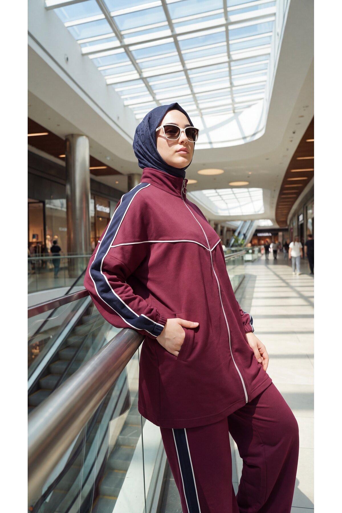 Bordo Oversize Rahat Kesim Eşofman Takım - Wovi Moda