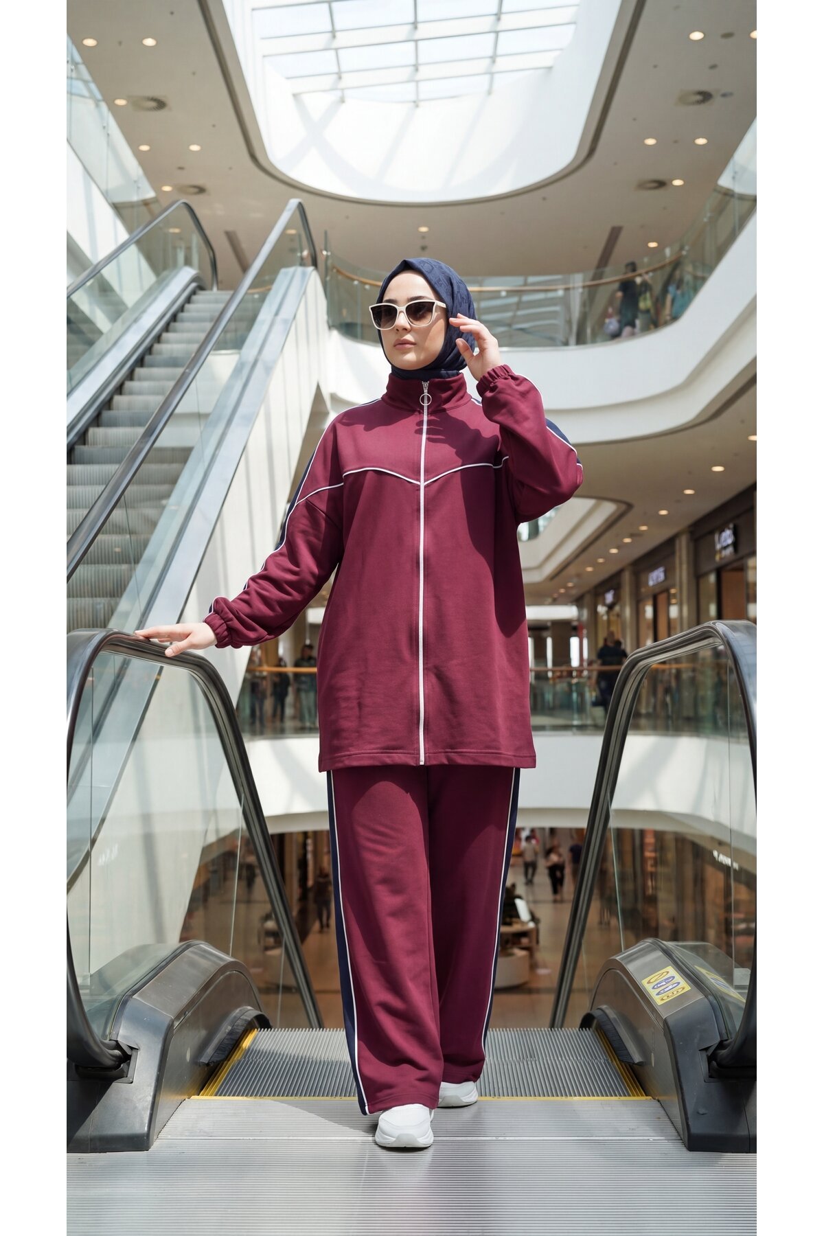 Bordo Oversize Rahat Kesim Eşofman Takım - Wovi Moda