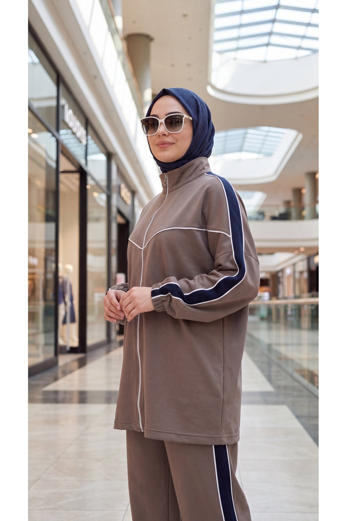 Kahverengi Oversize Rahat Kesim Eşofman Takımı - Wovi Moda