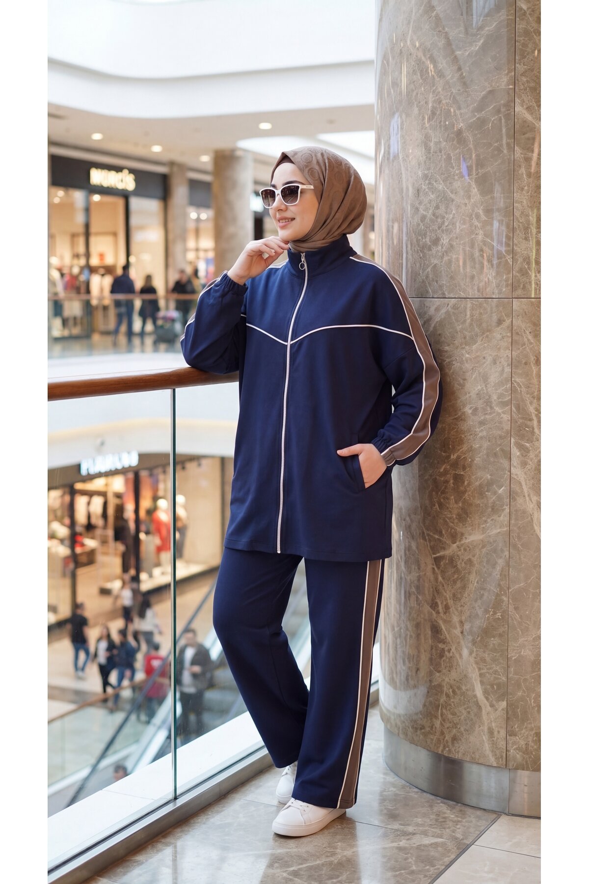 Lacivert Rahat Kesim Oversize Eşofman Takım - Wovi Moda