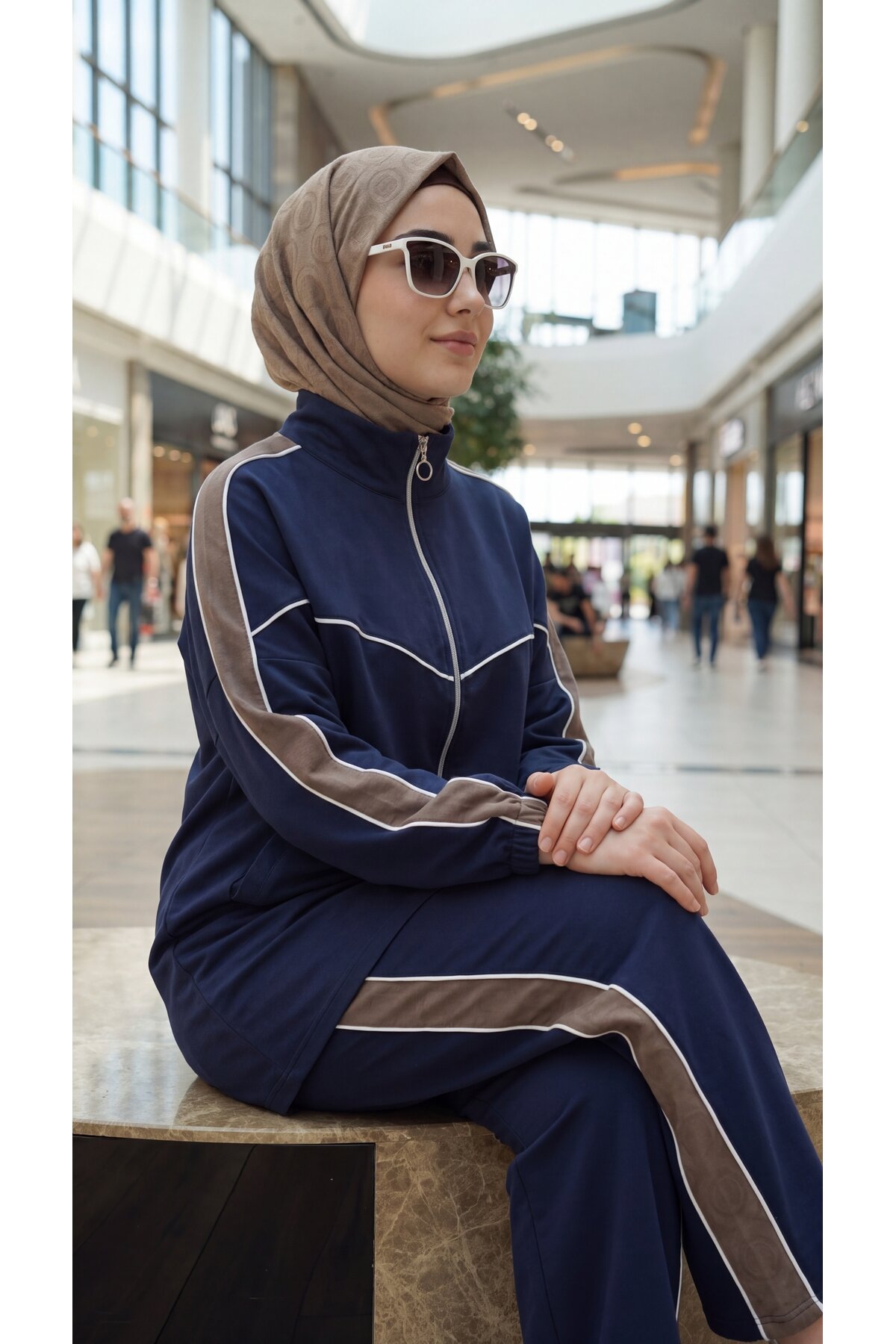 Lacivert Rahat Kesim Oversize Eşofman Takım - Wovi Moda