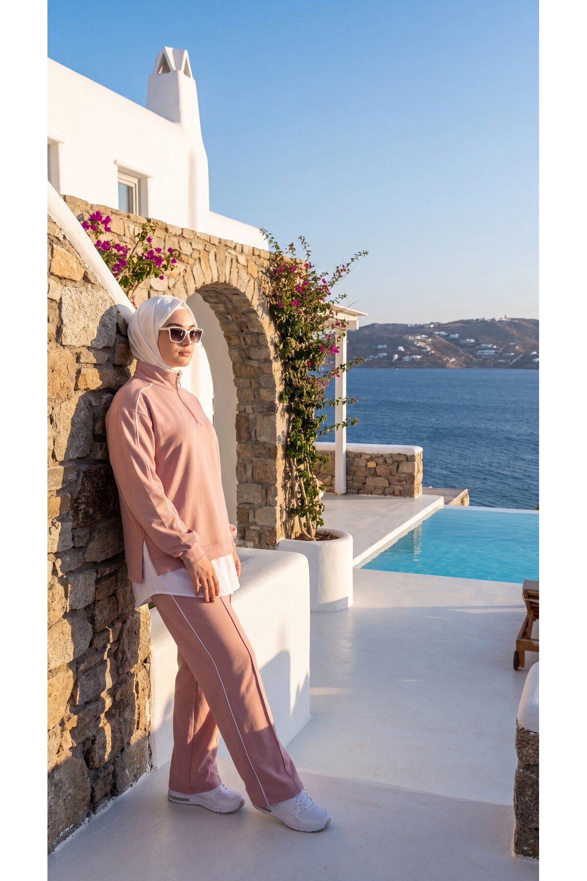Pembe Oversize Eşofman Sweatshirt ve Pantolon Takım - Wovi Moda