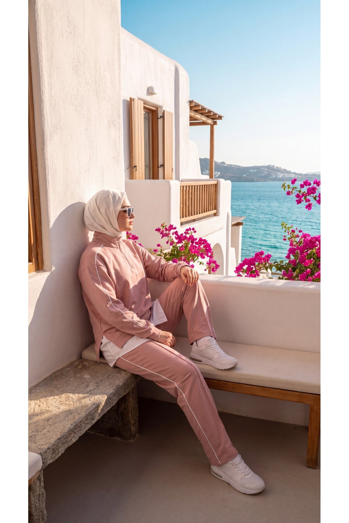 Pembe Oversize Eşofman Sweatshirt ve Pantolon Takım - Wovi Moda