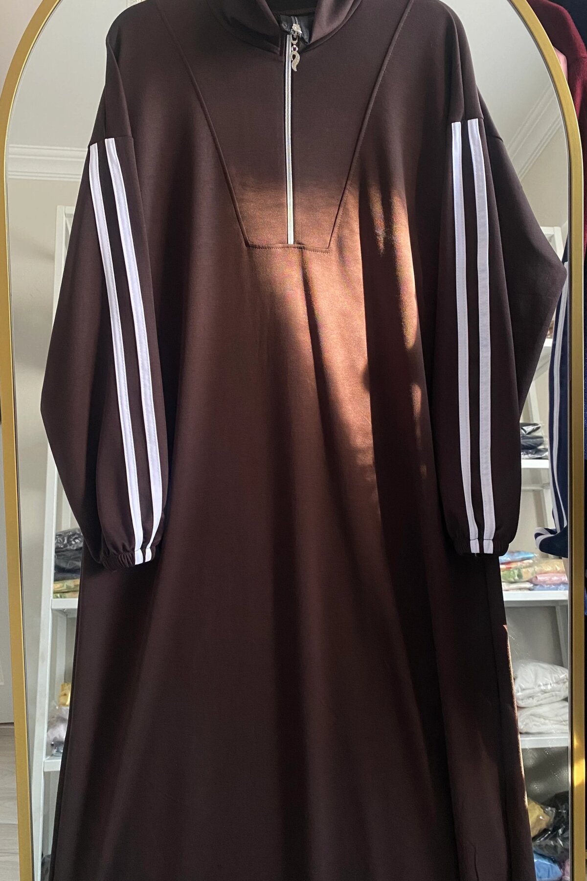 Acı Kahve Duo Oysho Kumaş Fermuar Detaylı Elbise - Dimar Butik