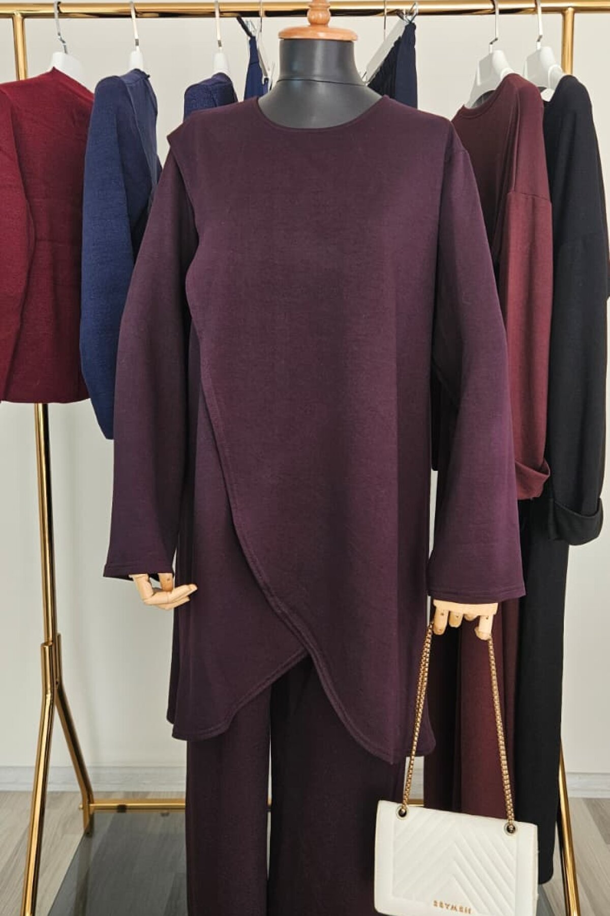 Lacivert Çapraz Kesim Kristal Oysho Kumaş Takım - Dimar Butik