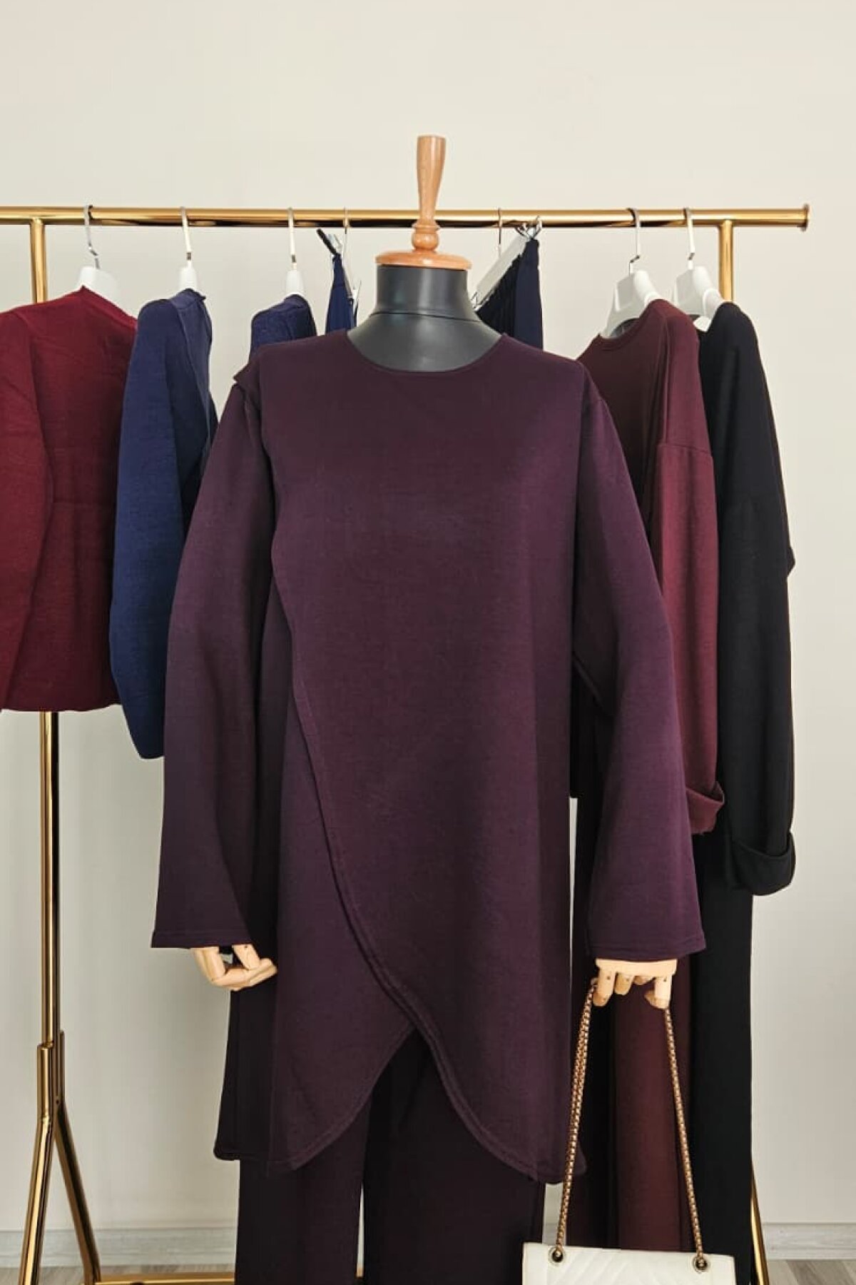 Lacivert Çapraz Kesim Kristal Oysho Kumaş Takım - Dimar Butik