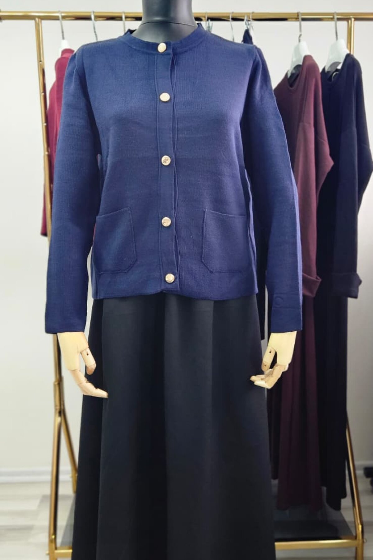 Lacivert Yumuşak Dokulu Triko Hırka - Dimar Butik