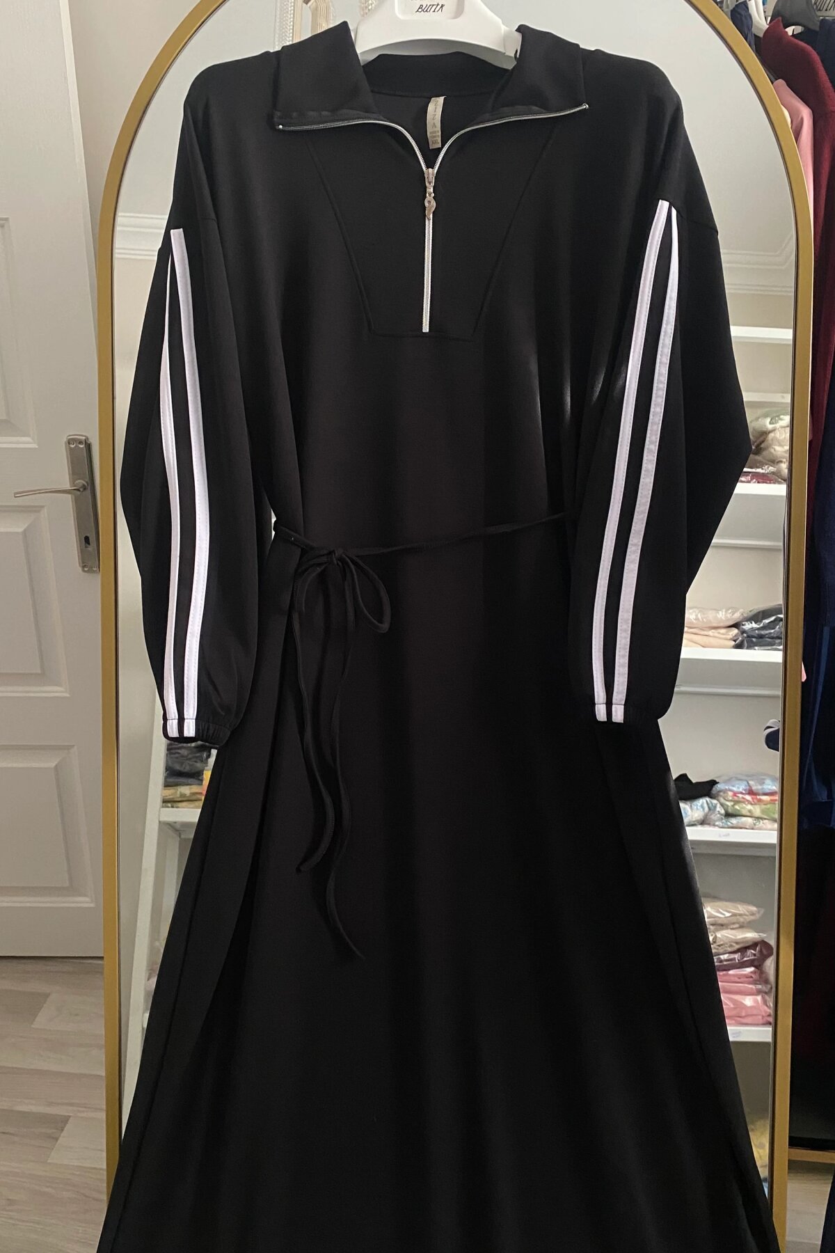 Siyah Duo Oysho Kumaş Fermuar Detaylı Elbise - Dimar Butik