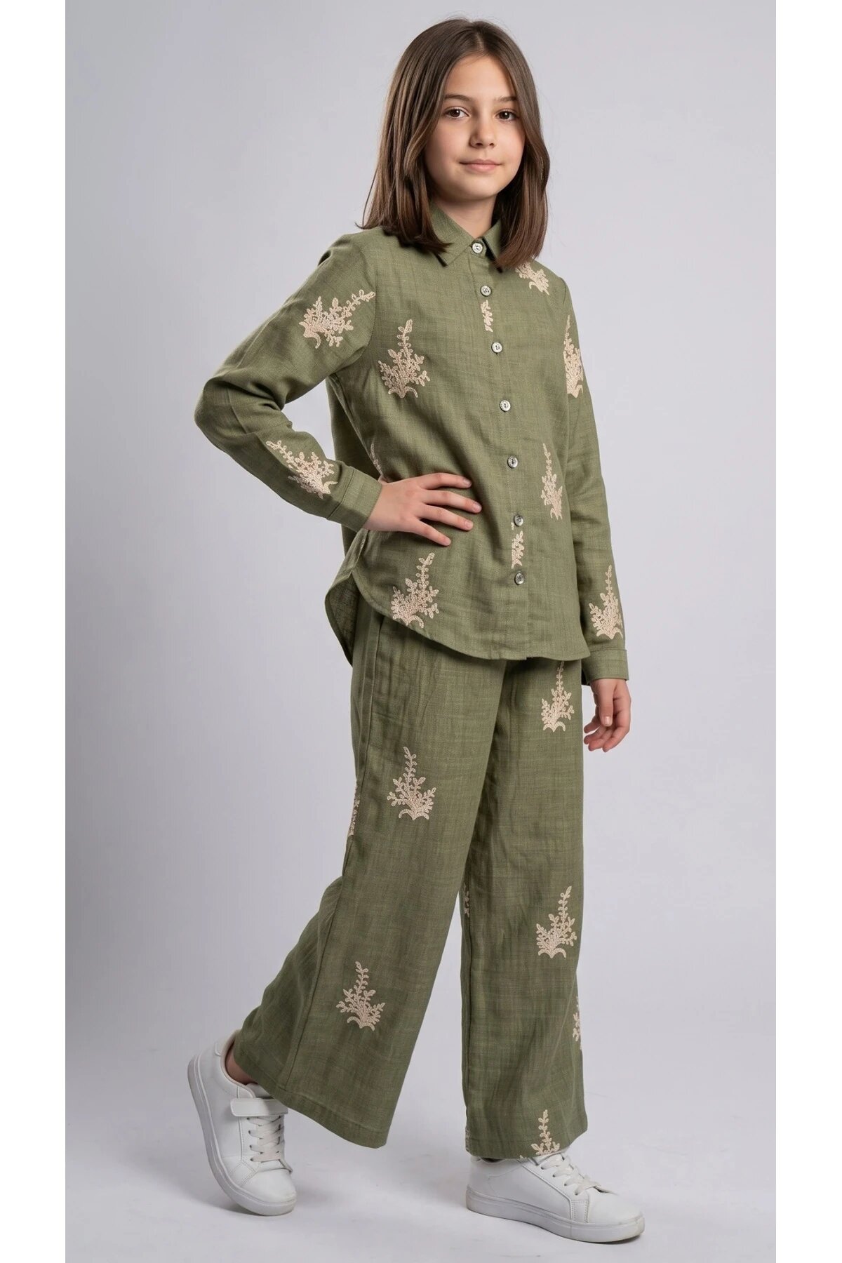 Occasion Shirt Girl Child Set - Green - Pafim Kids