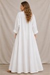 Beyaz Bohemian Uzun Cepsiz Keten Kaftan &amp; Kap