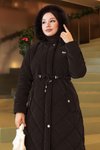 Acı Kahve Kapitone Beli Bağcıklı Fermuarlı Mont