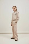 Hooded Star-Embroidered Zippered Tracksuit Girls' Set - Beige