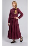 Cotton Broderie Full Pearl Two-Piece Set - Burgundy