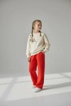 3-Thread Cotton Pomegranate Flower Embroidered Girls' Set - Ecru