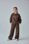 Kahve Dreams Nakışlı Pamuklu Kız Çocuk Eşofman Takım