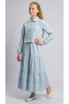 Cotton Broderie Anglaise Pearl Girls' Set - Blue