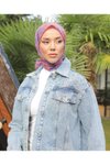 Açık Mavi Taş İşlemeli Denim Kot Ceket