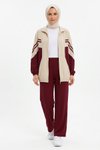 Piping-Detail Modest Co-ord Set - Burgundy