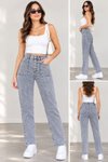 Gri Mom Aplike Cepli Denim Pantolon
