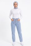 Mavi Mom Aplike Cepli Denim Pantolon