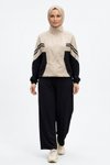 Piping-Detail Modest Co-ord Set - Black