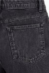 Siyah Mom Aplike Cepli Denim Pantolon
