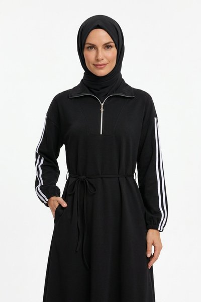 Siyah Duo Oysho Kumaş Fermuar Detaylı Elbise - Dimar Butik