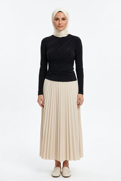 Sandy Gathered Detail Blouse - Black - Shirosa